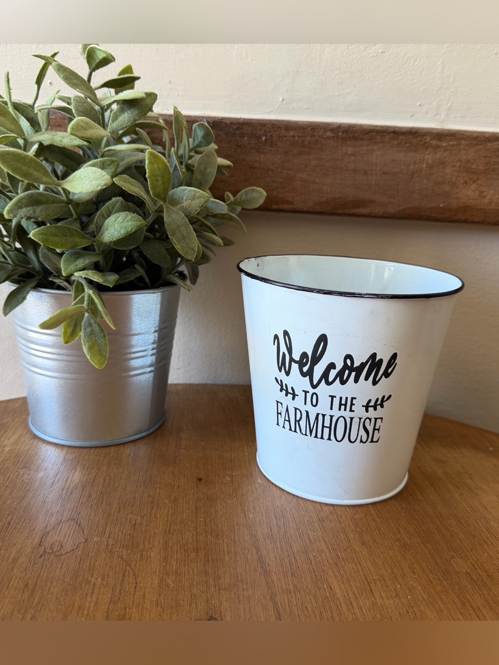 Hobby Lobby White "Welcome to the Farmhouse" Metal Planter